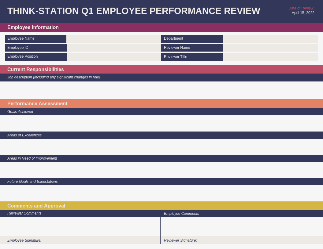 online performance review example