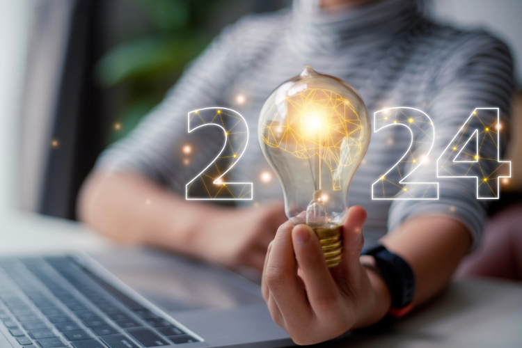 Decorative image to represent newsletter, "HR Horizons 2024: Navigating the Future of Work with Top Trends and Insights."